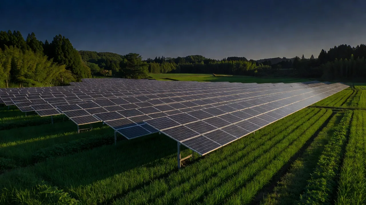 農地に設置された営農型太陽光発電（ソーラーシェアリング）