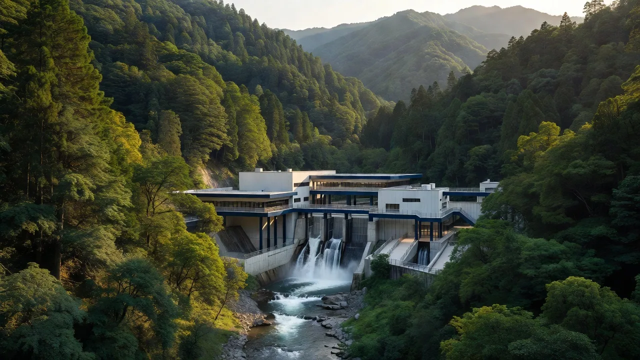 森林に囲まれた水力発電所